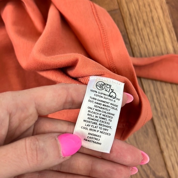 NWT Halogen Coral Apricot Front Tie Short Sleeve Top Size 1X Basic Minimalist - Picture 8 of 8